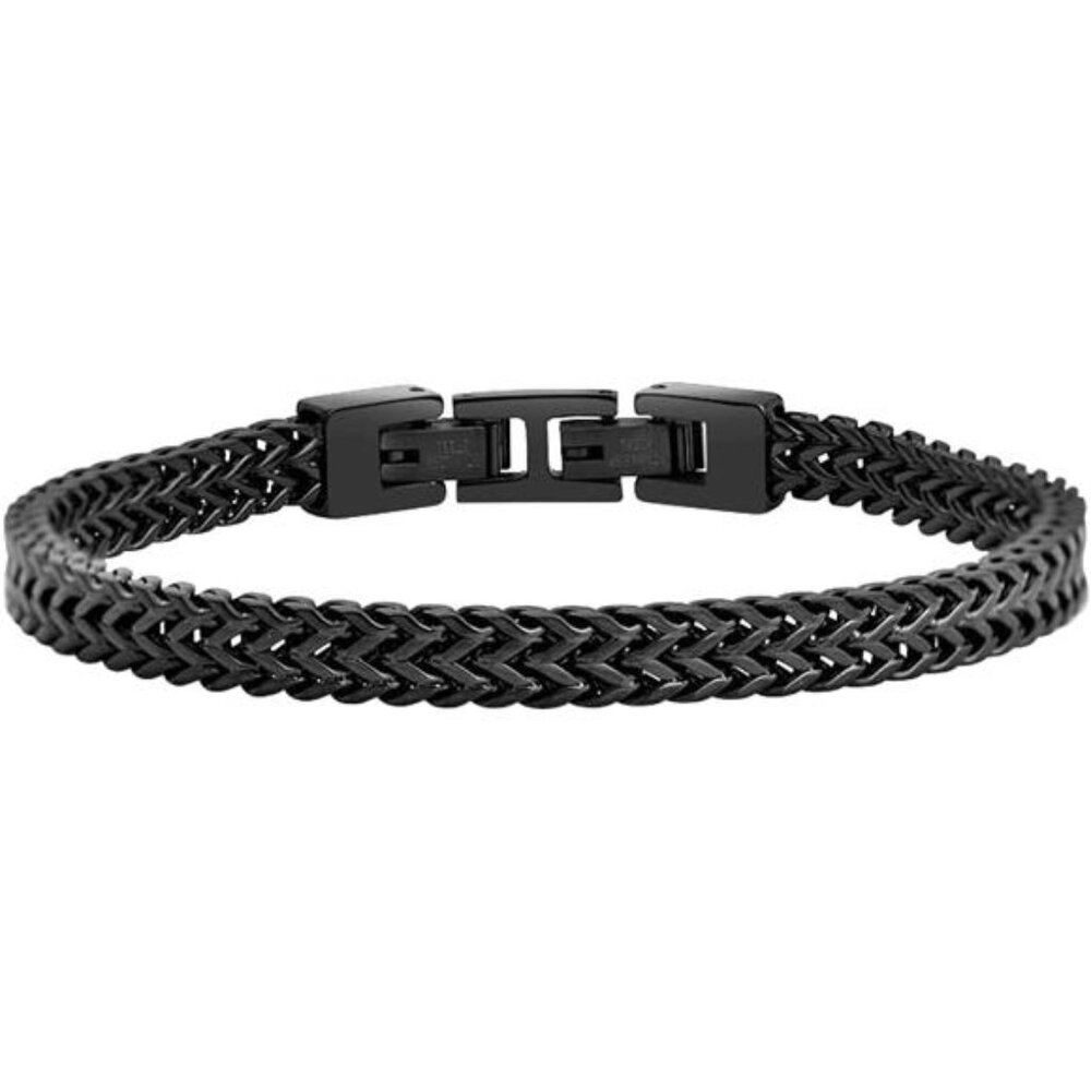 Mens Stainless Steel Franco Chain Bracelet Silver Link Bracelet Extender Clasp